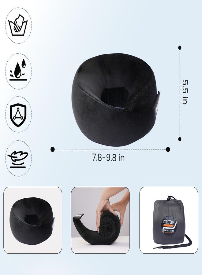 CareFoam وسادة كير فوم للسفر | وسادة رقبة فاخرة من إسفنج الذاكرة للسفر بالطائرة والنوم في السيارة | مسند رأس قابل للتعديل، وسادة سفر لدعم الرقبة أثناء النوم - Image 5